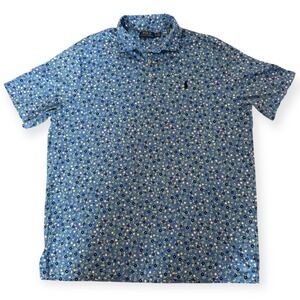 Polo Ralph Lauren‎ Men's XL Floral Print Polo Shirt Blue Cotton